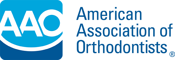 The image displays a logo for the American Association of Orthodontists (AAO), which is part of the American Dental Association (ADA).